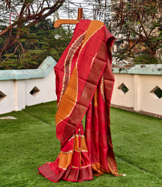 Shibori Tussar Multicolour Saree Variant 2
