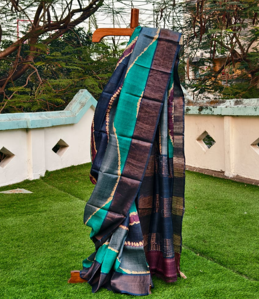Shibori Tussar Multicolour Saree Variant 3