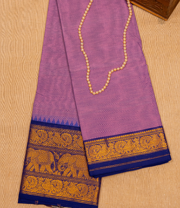 Chettinad Handloom Cotton Saree Light Purple