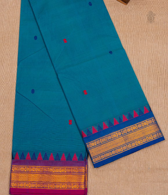 Chettinad Handloom Cotton Saree Light Blue