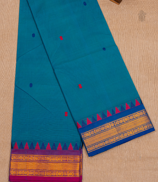 Chettinad Handloom Cotton Saree Light Blue