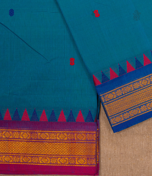 Chettinad Handloom Cotton Saree Light Blue