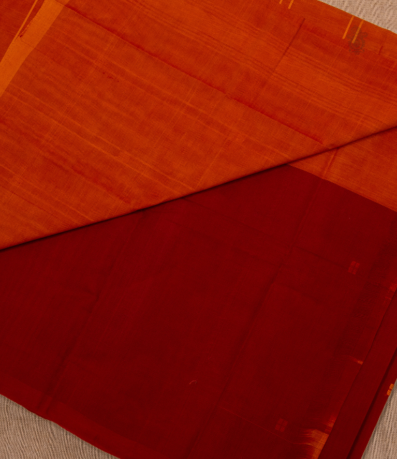 Chettinad Handloom Cotton Saree Light Blue Orange Red