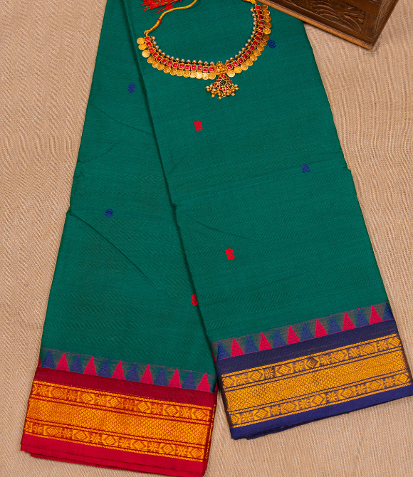 Chettinad Handloom Cotton Saree Sea Green