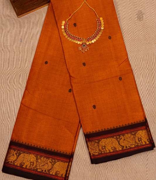 Chettinad Handloom Cotton Saree Deep Yellow