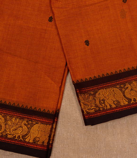 Chettinad Handloom Cotton Saree Deep Yellow