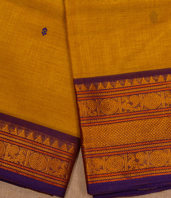 Chettinad Handloom Cotton Saree Yellow Green