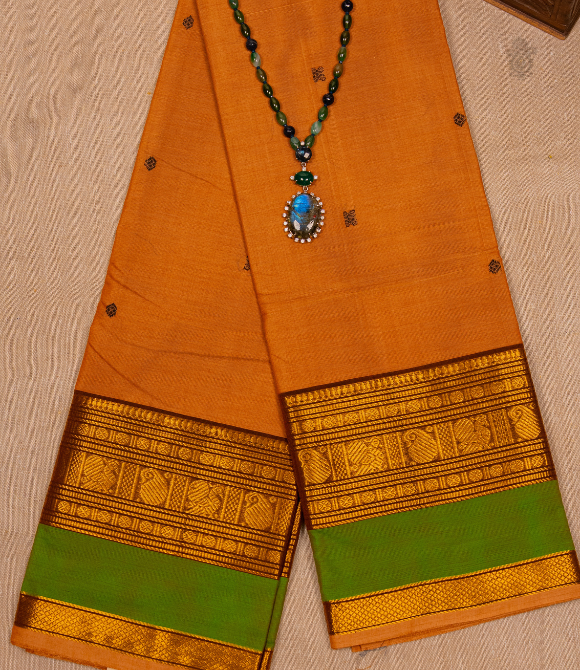 Chettinad Handloom Cotton Saree Orange