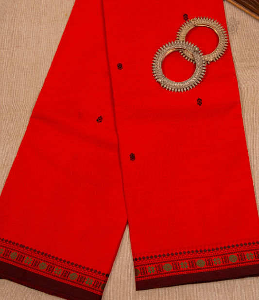 Chettinad Handloom Cotton Saree Red