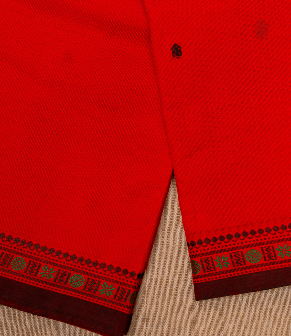 Chettinad Handloom Cotton Saree Red