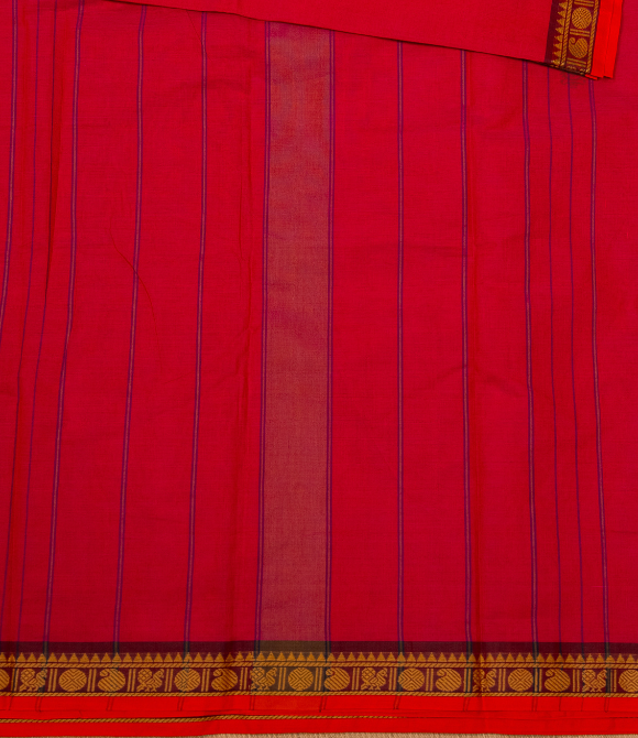 Chettinad Handloom Cotton Saree Deep Pink
