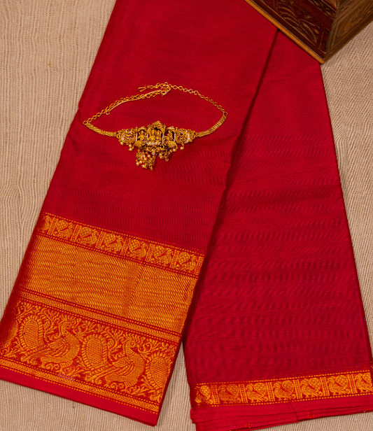 Chettinad Handloom Cotton Saree Sinduri