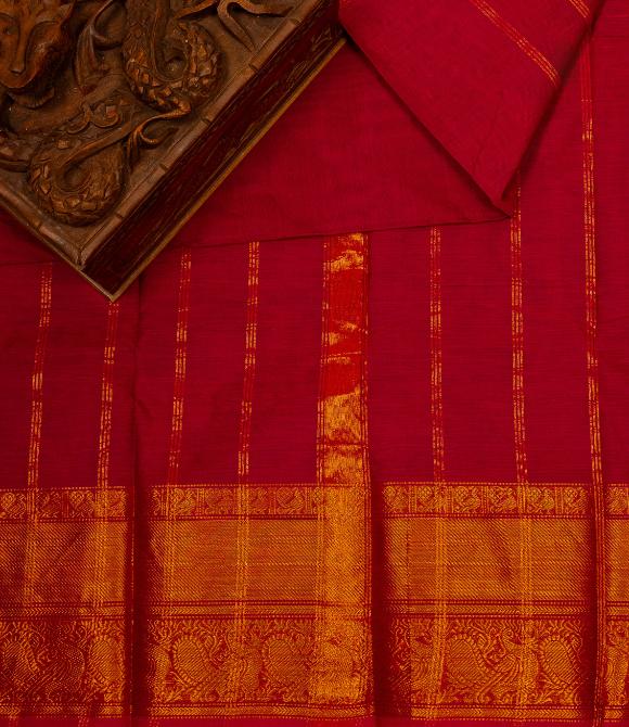 Chettinad Handloom Cotton Saree Sinduri