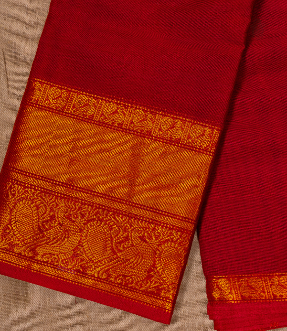 Chettinad Handloom Cotton Saree Sinduri