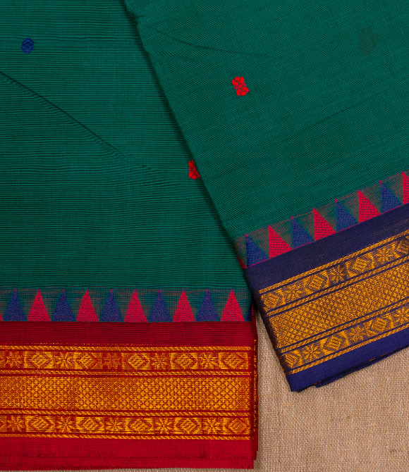 Chettinad Handloom Cotton Saree Sea Green