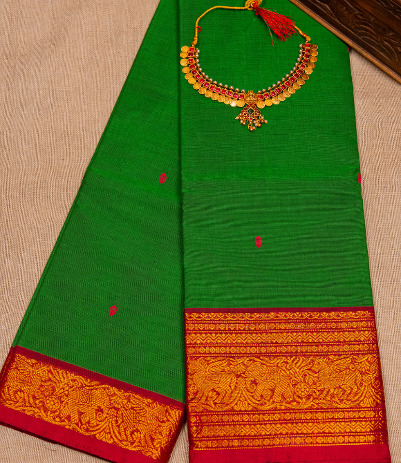 Chettinad Handloom Cotton Saree Green