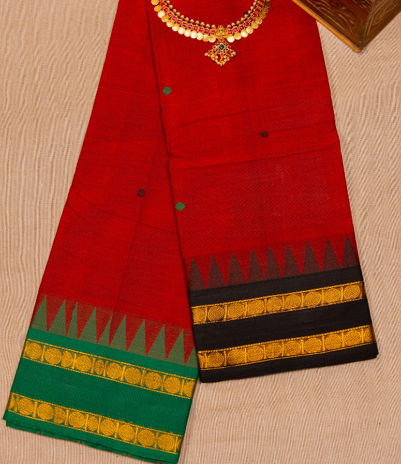 Chettinad Handloom Cotton Saree Pink Ganga Jamuna Border