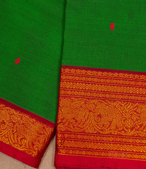 Chettinad Handloom Cotton Saree Green