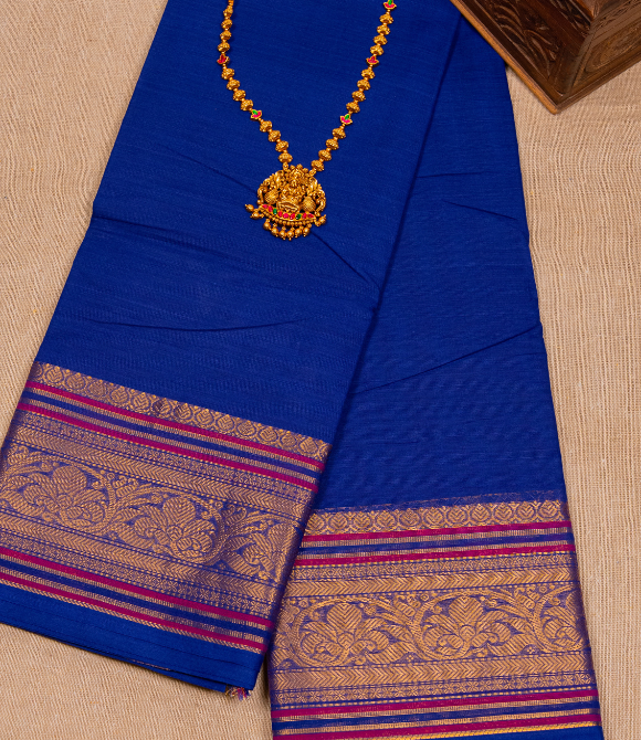 Chettinad Handloom Cotton Saree Deep Blue