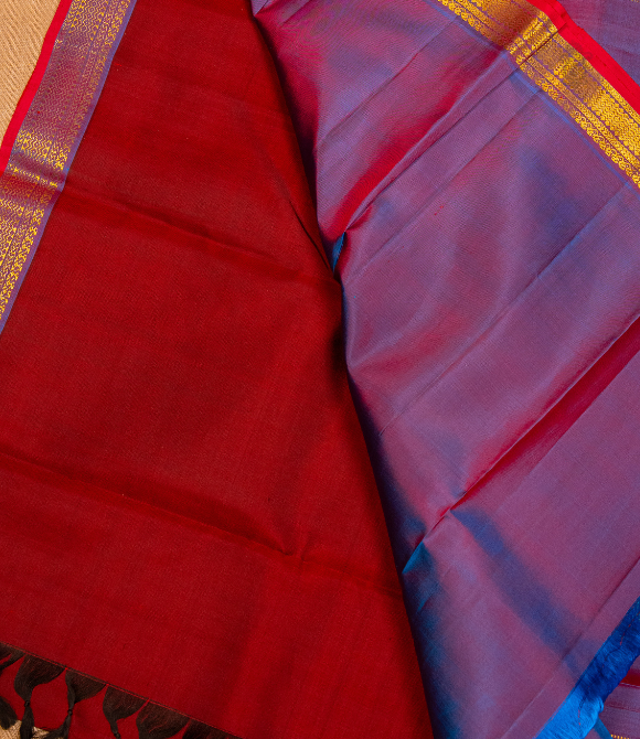 Pure Zari Kanjivaram Saree - Maroon With Zari Border