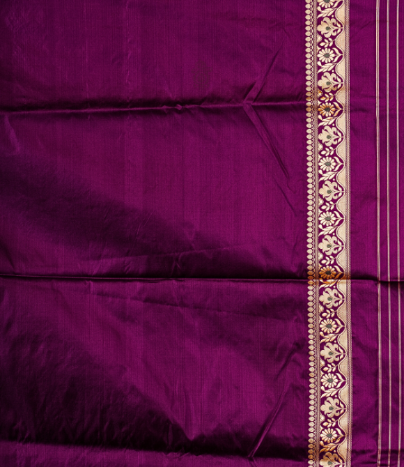 Handwoven Pure Katan Silk Kadhua Benarasi Saree Purple