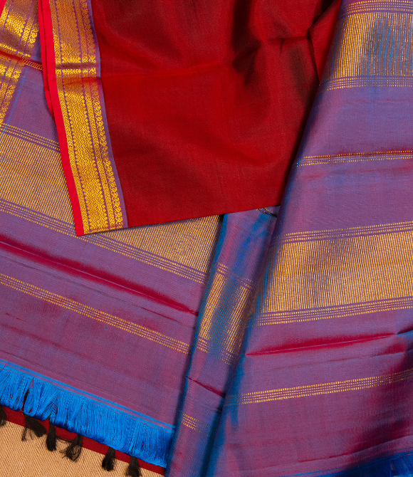 Pure Zari Kanjivaram Saree - Maroon With Zari Border