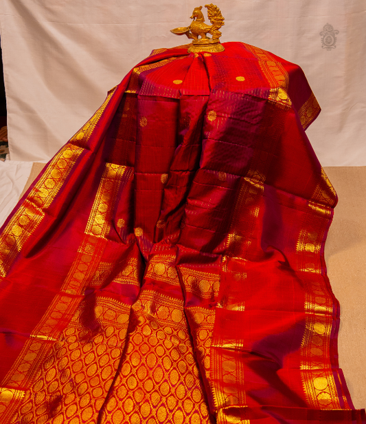 Pure Zari Kanjivaram Saree - Maroon Vairaoosi Butta