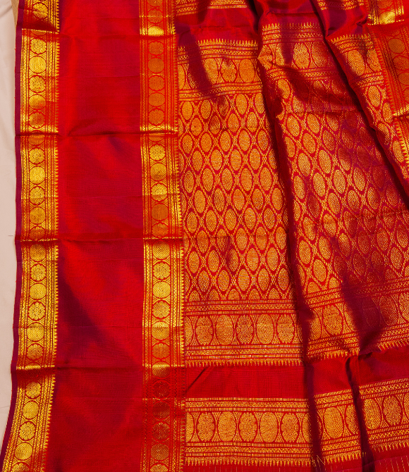 Pure Zari Kanjivaram Saree - Maroon Vairaoosi Butta