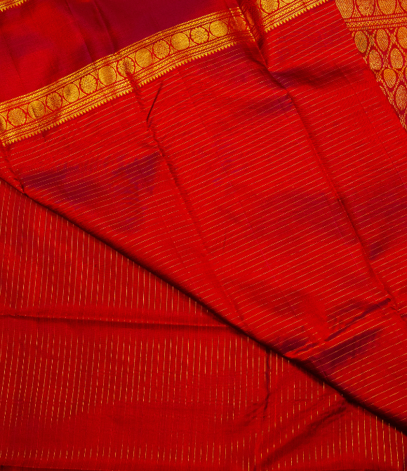 Pure Zari Kanjivaram Saree - Maroon Vairaoosi Butta
