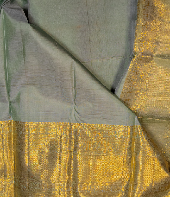 Pure Zari Kanjivaram Saree - Grey With Big Butta
