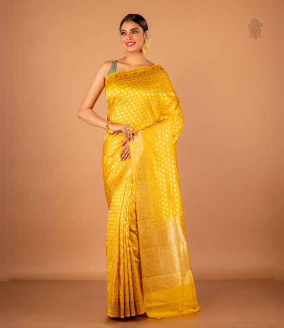 Handwoven Pure Benarasi Saree Yellow