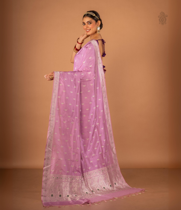 Handwoven Pure Silk Kadhua Benarasi Lavender