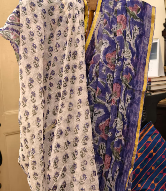 Royal Purple Floral Printed Chiffon Saree