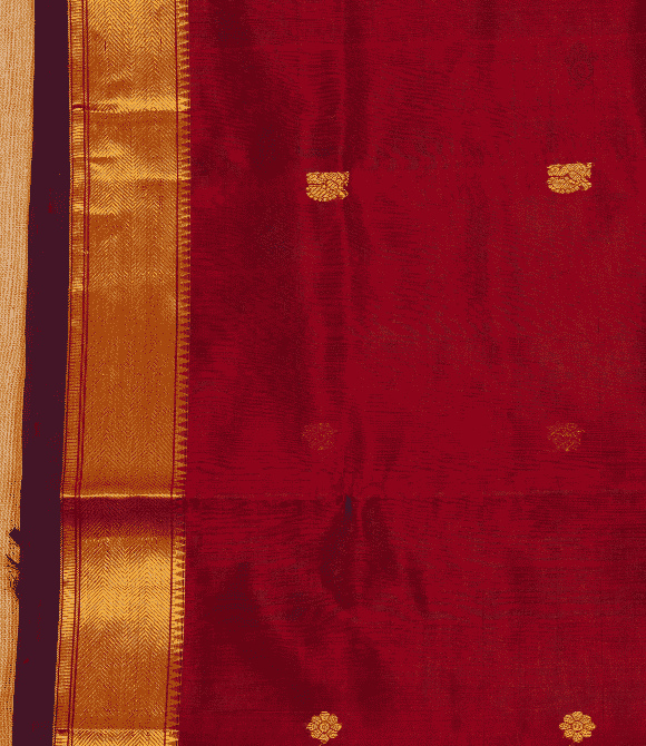 Handwoven Korvai Silk Cotton Handloom Saree - Deep Wine Heritage