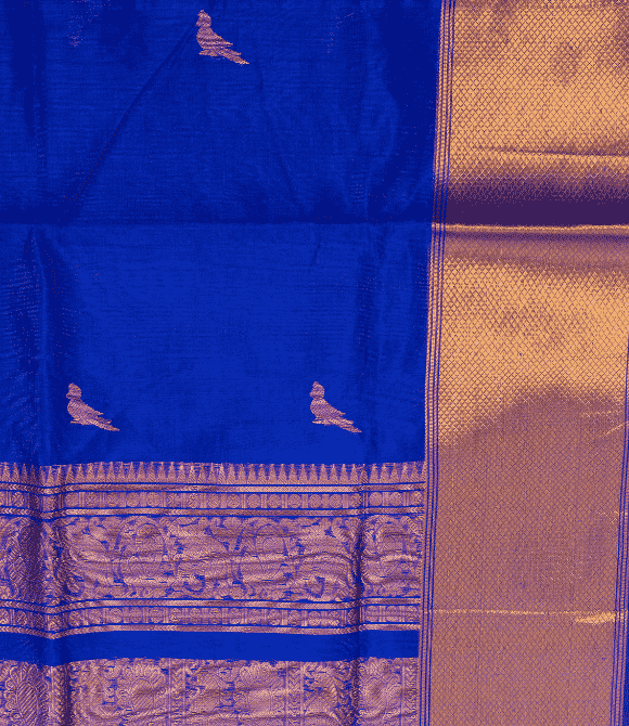 Handwoven Korvai Silk Cotton Handloom Saree - MS Blue