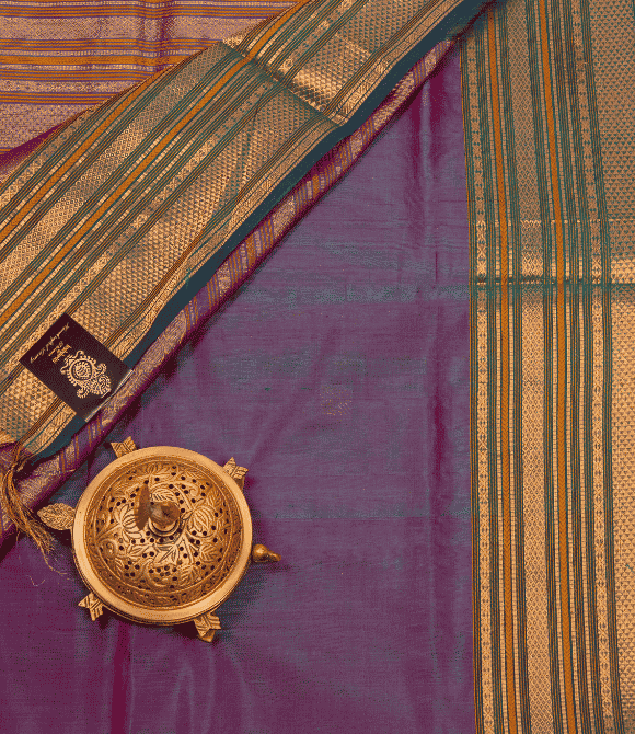 Handwoven Korvai Silk Cotton Handloom Saree - Mauve