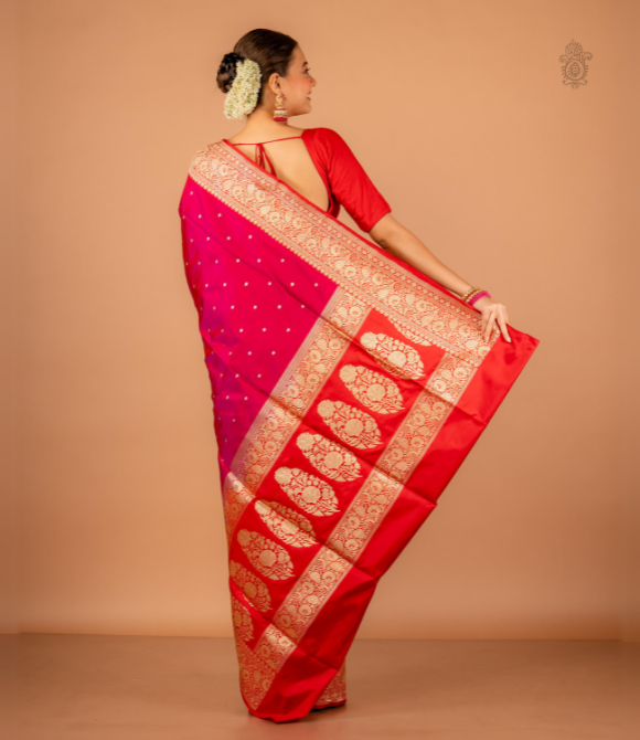 Handwoven Pure Kariyal Benarasi Saree Magenta