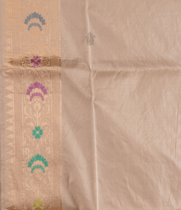 Handwoven Pure Katan Benarasi Saree Cream