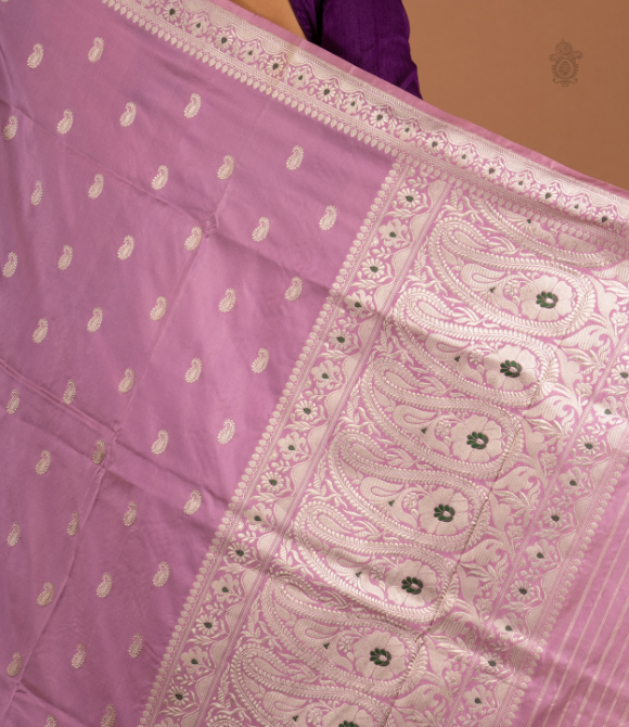 Handwoven Pure Silk Kadhua Benarasi Lavender