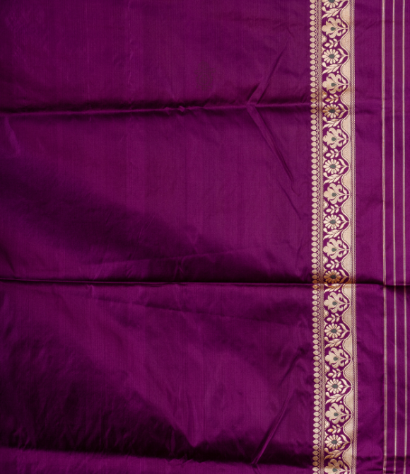 Handwoven Pure Katan Silk Kadhua Benarasi Saree Purple