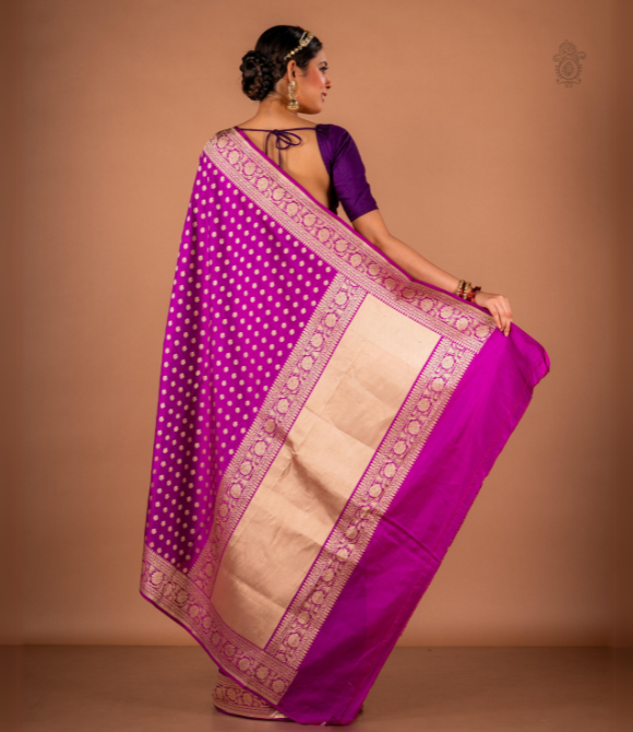 Handwoven Pure Katan Silk Benarasi Saree Jamuni Pink