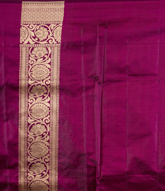 Handwoven Pure Katan Grand Bridal Silk Benarasi Saree Dark Purple