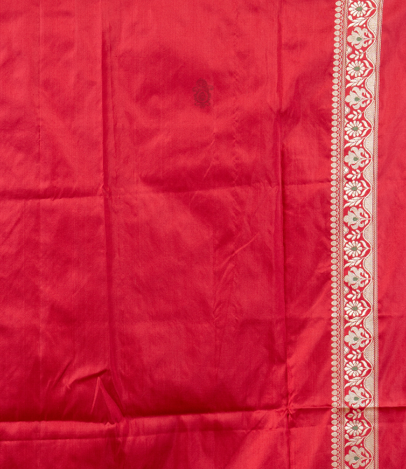Handwoven Pure Katan Silk Kadhua Kairi Benarasi Saree Red