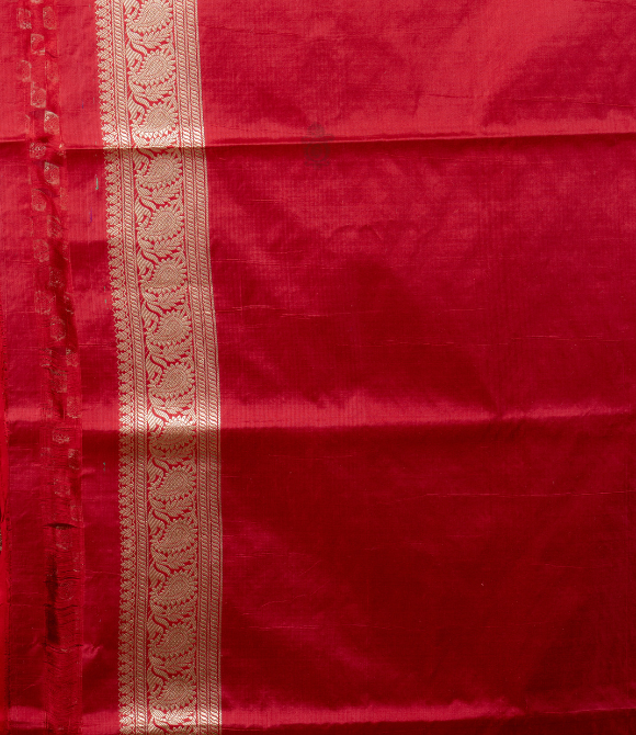 Handwoven Pure Benarasi Cutwork Saree Deep Red