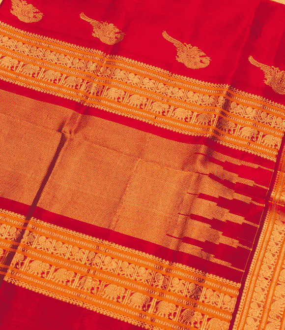 Handwoven Korvai Silk Cotton Handloom Saree - Light Magenta