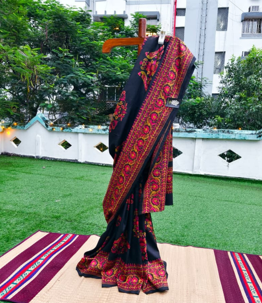 Handwoven Pure Mulberry Bengal Silk Saree Black