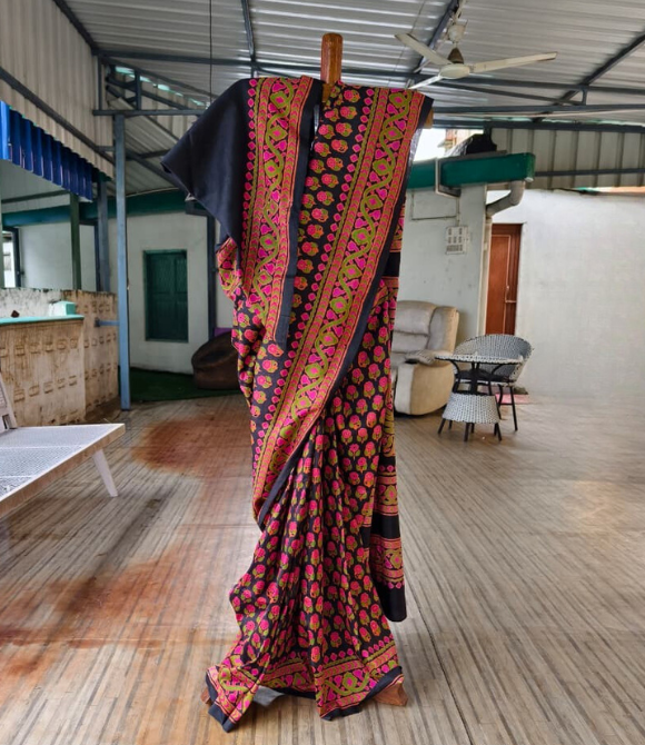 Handwoven Pure Mulberry Bengal Silk Saree Black