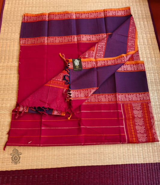 Handwoven Pure Cotton Kanchipuram Saree Deep Red