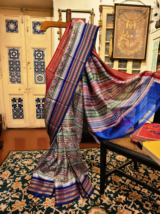 Handwoven Karvati Kinar Vidarbh Tussar Saree