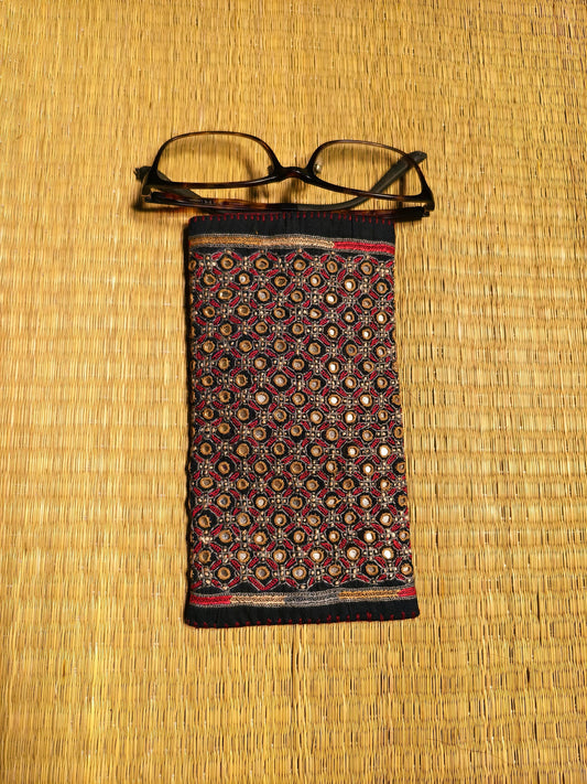 Black Multi Kutch Hand-Embroidered Spec Case